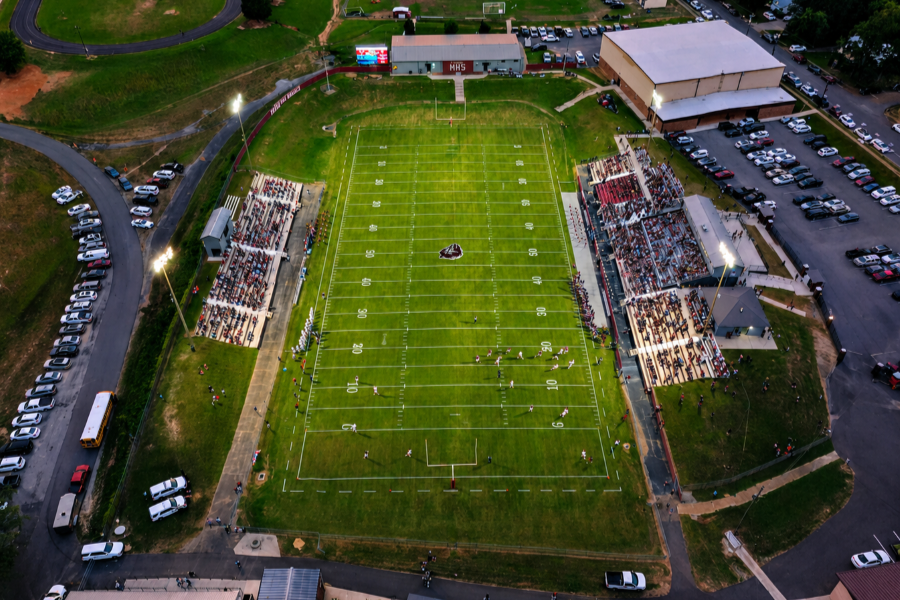 Aerial view of Sargent Stadium filled with the Hamilton community